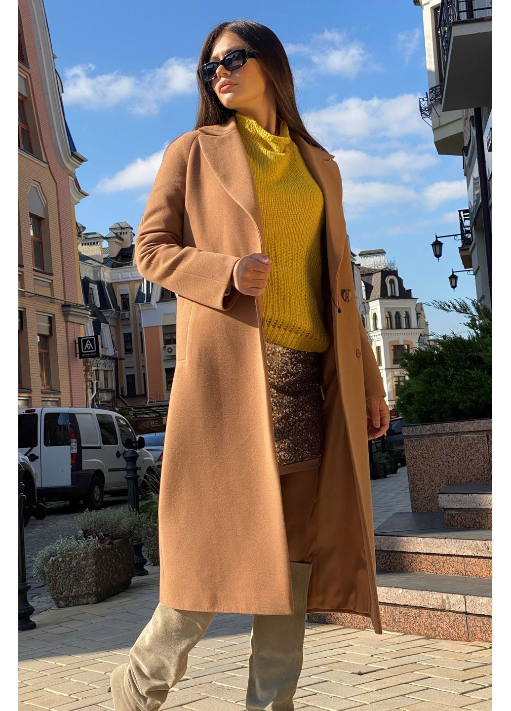 Коричневе демісезонне Пальто демісезонне С65 (кемел) CHICLY