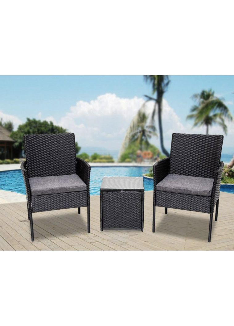 Садові меблі LUXURY стіл та 2 стільці чорно-графітові Outtec (303126680)