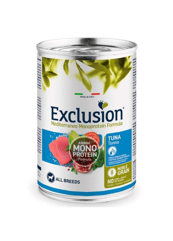 Noble Grain Adult Tuna All Breeds - Консервований монопротеїновий корм з тунцем для дорослих собак усіх порід - 400 г Exclusion (336183700)