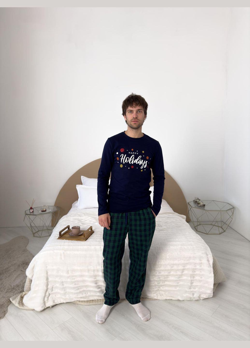 Чоловіча новорічна піжама "Бруклін", зелено-синя Cosy (352769765)