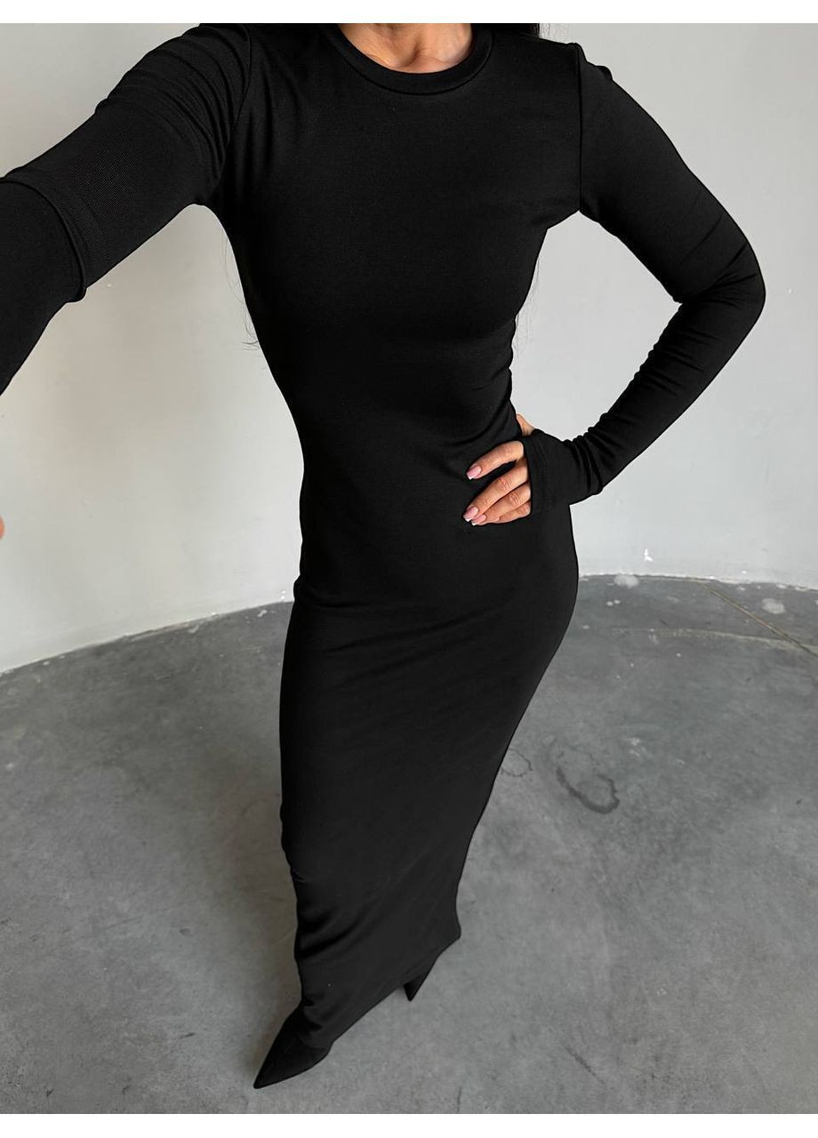 Чорна кежуал облягаюча сукня у стилі skims з мікродайвінгу No Brand однотонна