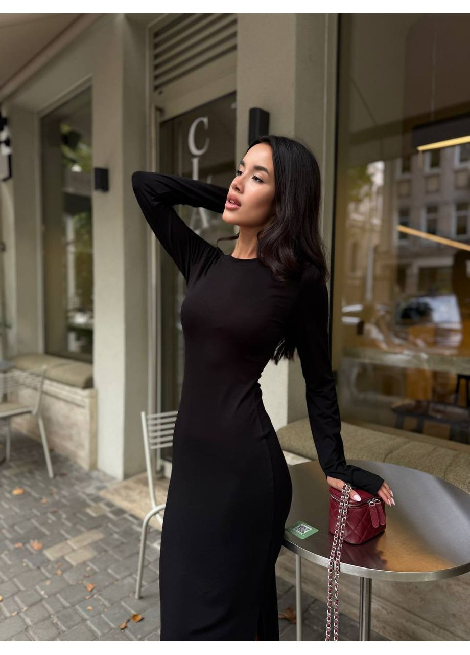 Черное повседневный, кэжуал женское платье No Brand однотонное