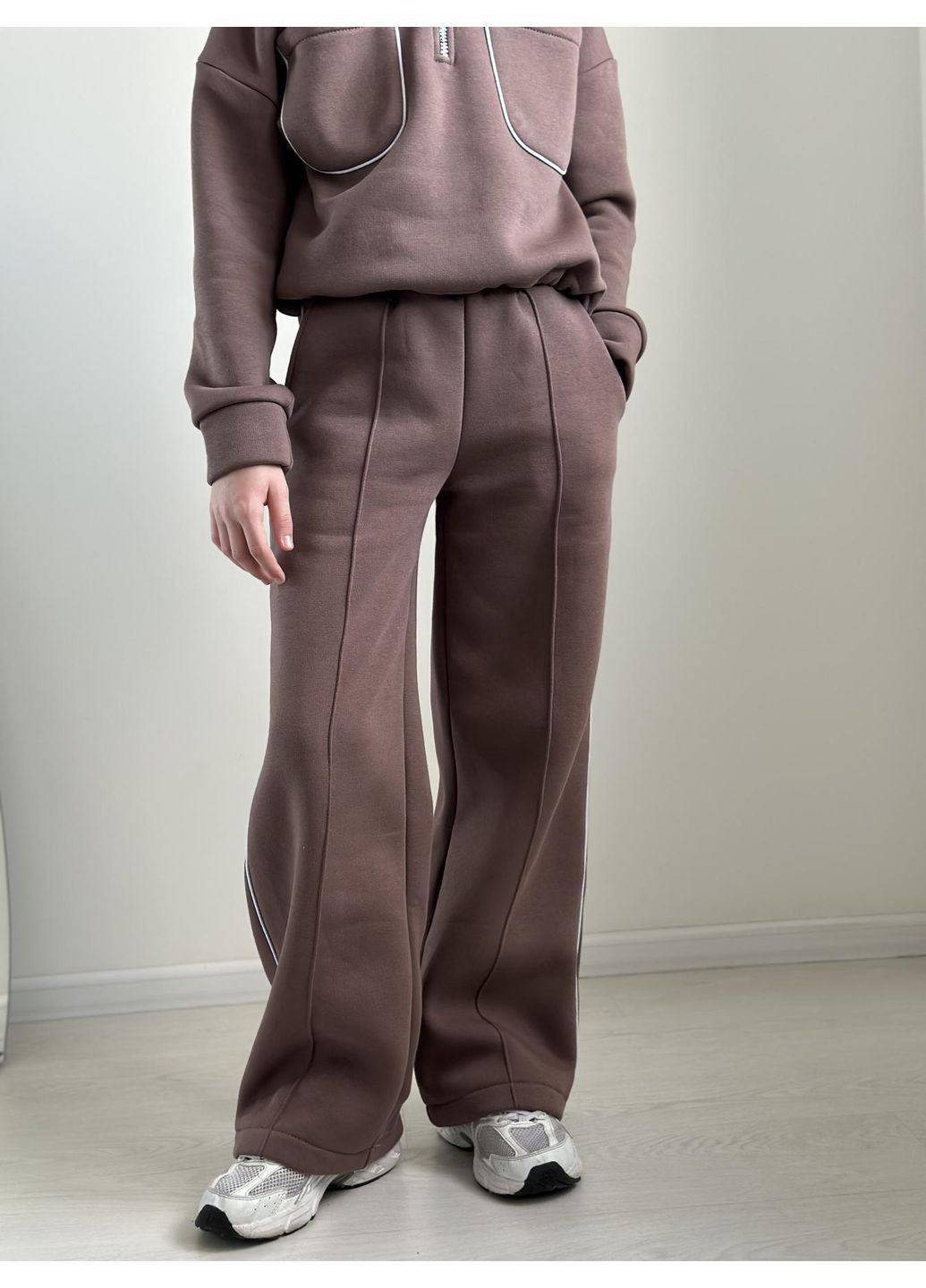 Коричневий зимній костюм (штани, світшот) підлітковий брючний IRmAS оверсайз