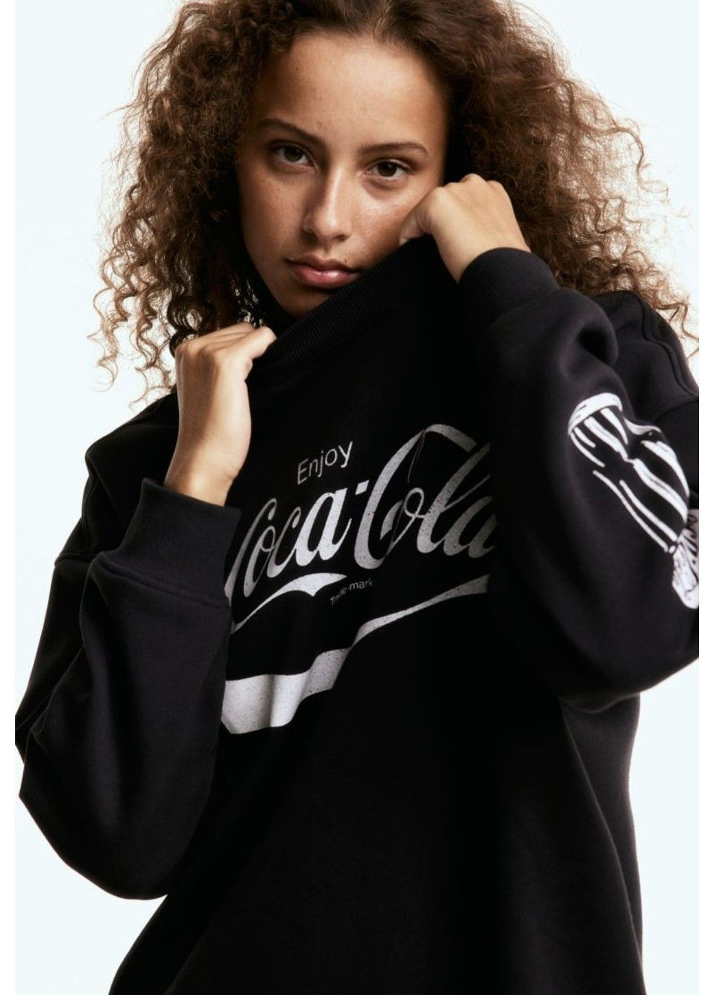 Чорний демісезонний жіночий світшот оверсайз з принтом н&м (57541) xs чорний H&M