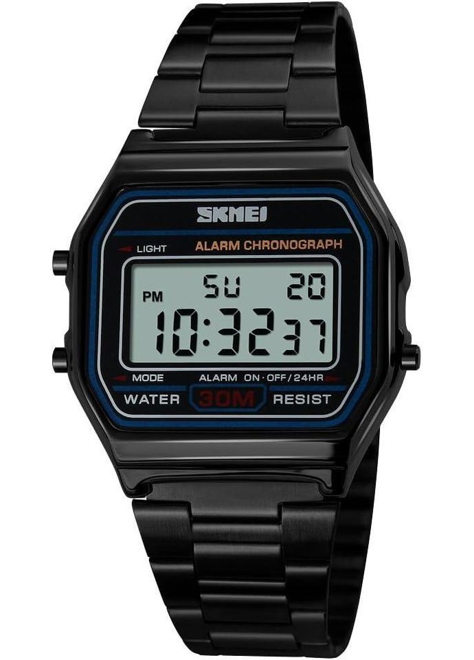 Часы наручные электронные Skmei 1123BK Black черный ретро стиль подсветки календарь No Brand (356111782)