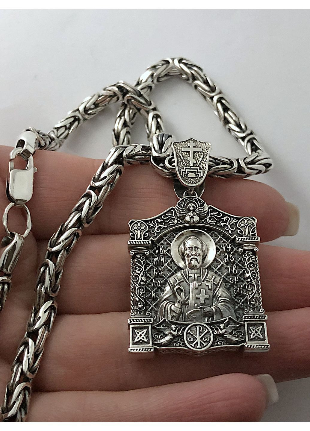 Мужской серебрянный комплект Лисий Хвост(Византия)55, ладанка с образом Николая Чудотворца DeLoS (370798595)