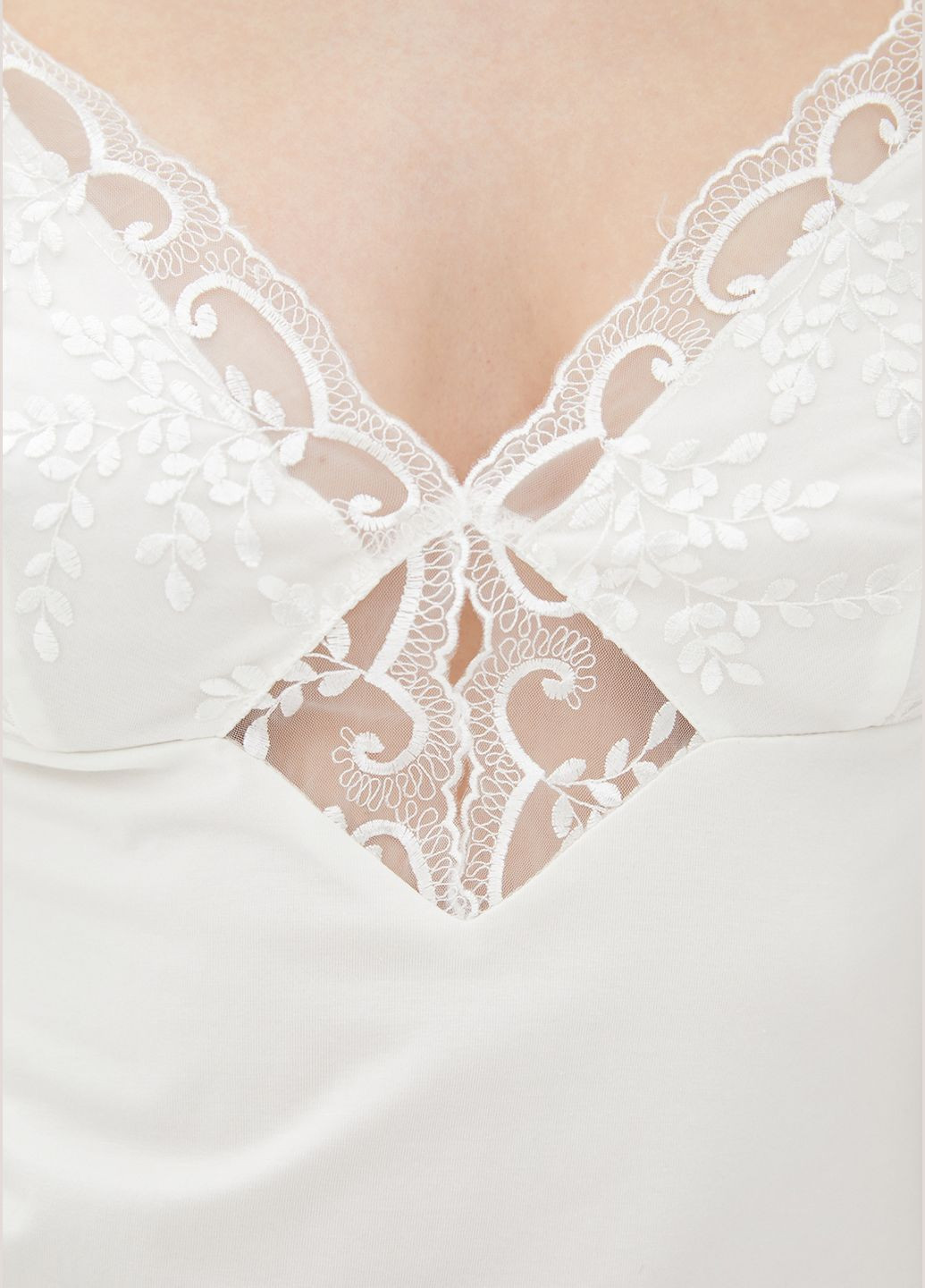 Ночная рубашка молочного цвета с цветочным кружевом ORA (305697083)