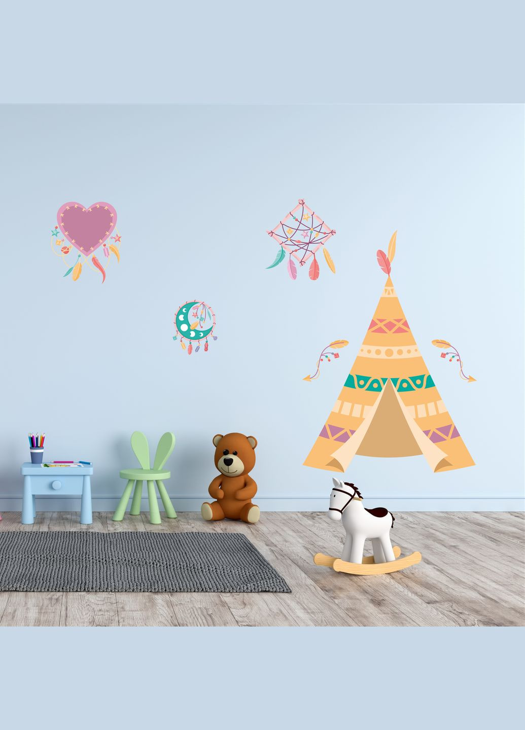 Виниловая интерьерная на стену " Boho Kids style. Стиль Бохо Дети" из Оракала Кавун наклейка (316190332)