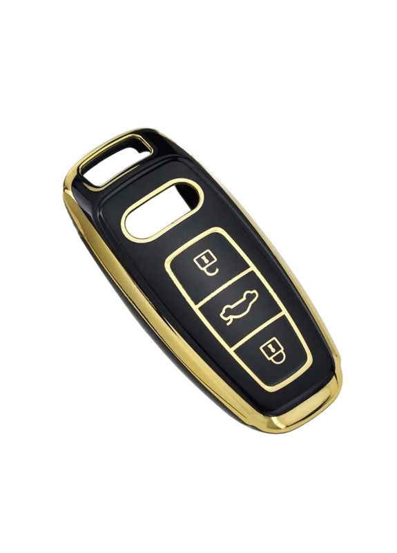 Чехол ключа + золотая окантовка (3 кнопки) TPU Audi (369611771)