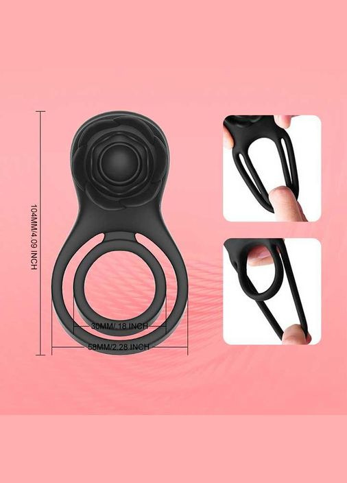 Смарт виброкольцо на пенис и мошонку Love Spouse "Роза" черный No Brand (372502353)