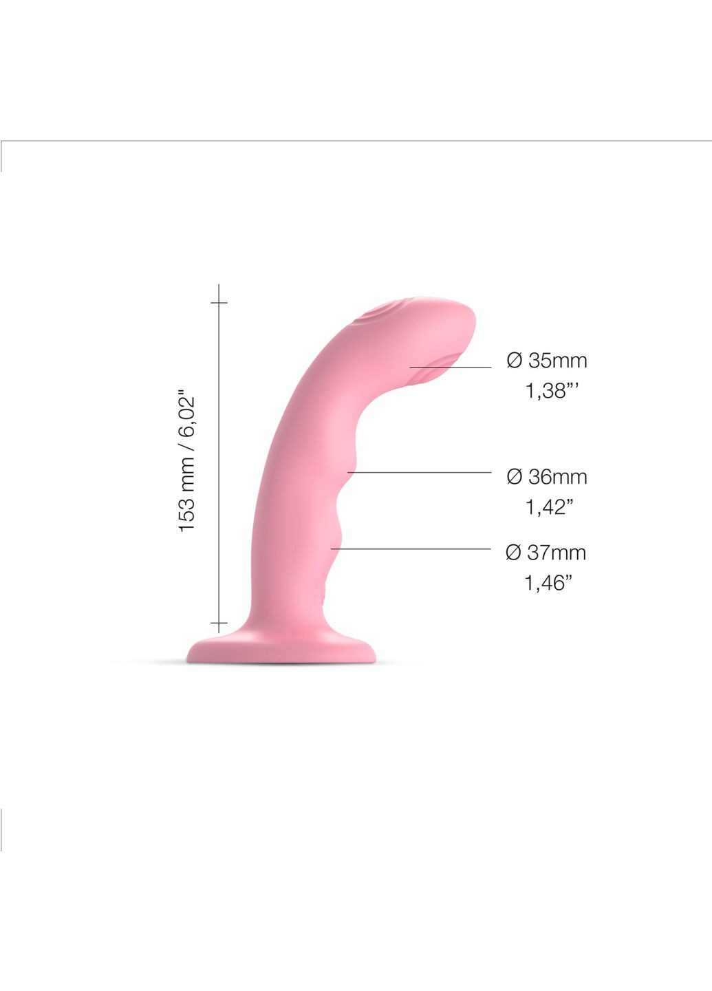 Насадка для страпона з подвійною точковою пульсацією TAPPING DILDO WAVE – CORAL PINK, М - CherryLove Strap-On-Me (339867183)