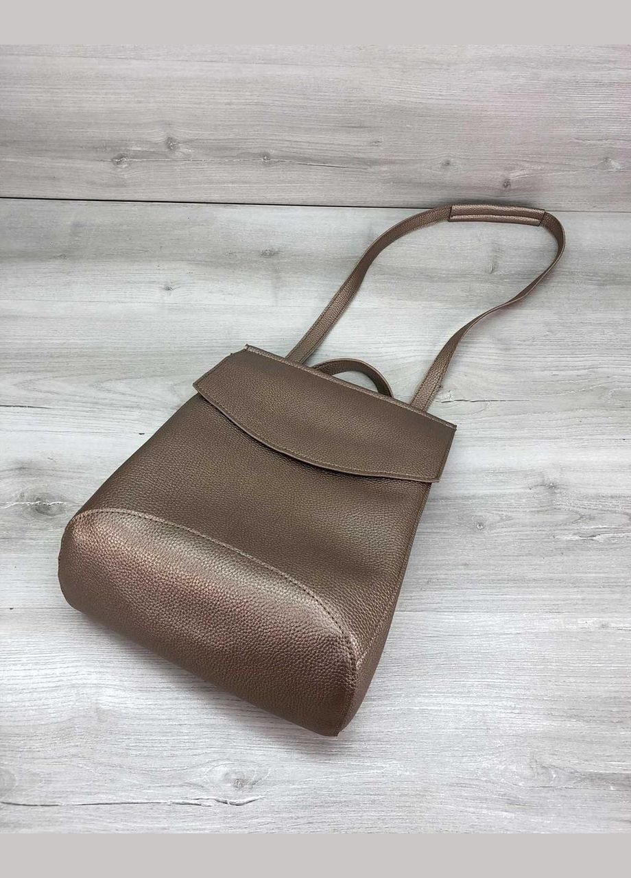 Жіночий міський рюкзак-сумка з екошкіри 44213 золотистого кольору WeLassie (298920956)