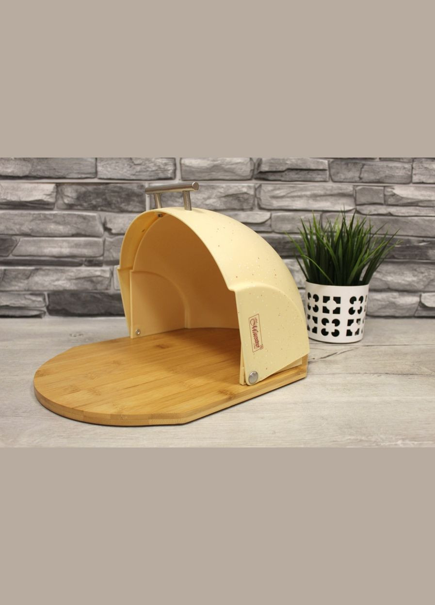 Хлібниця дерев'яна з пластиковою кришкою (MR-1678G-BEIGE) Maestro (334009784)