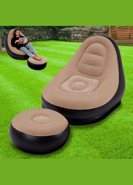 Надувне крісло з пуфом для відпочинку AIR SOFA велюрове China (332804619)