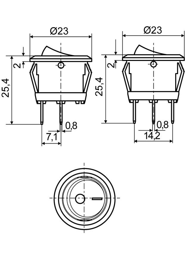 Перемикач клавішний (кнопка) 23 мм KCD1-5-101N GR/B круглий з підсвіткою A0140040072 Аско-Укрем (346087951)
