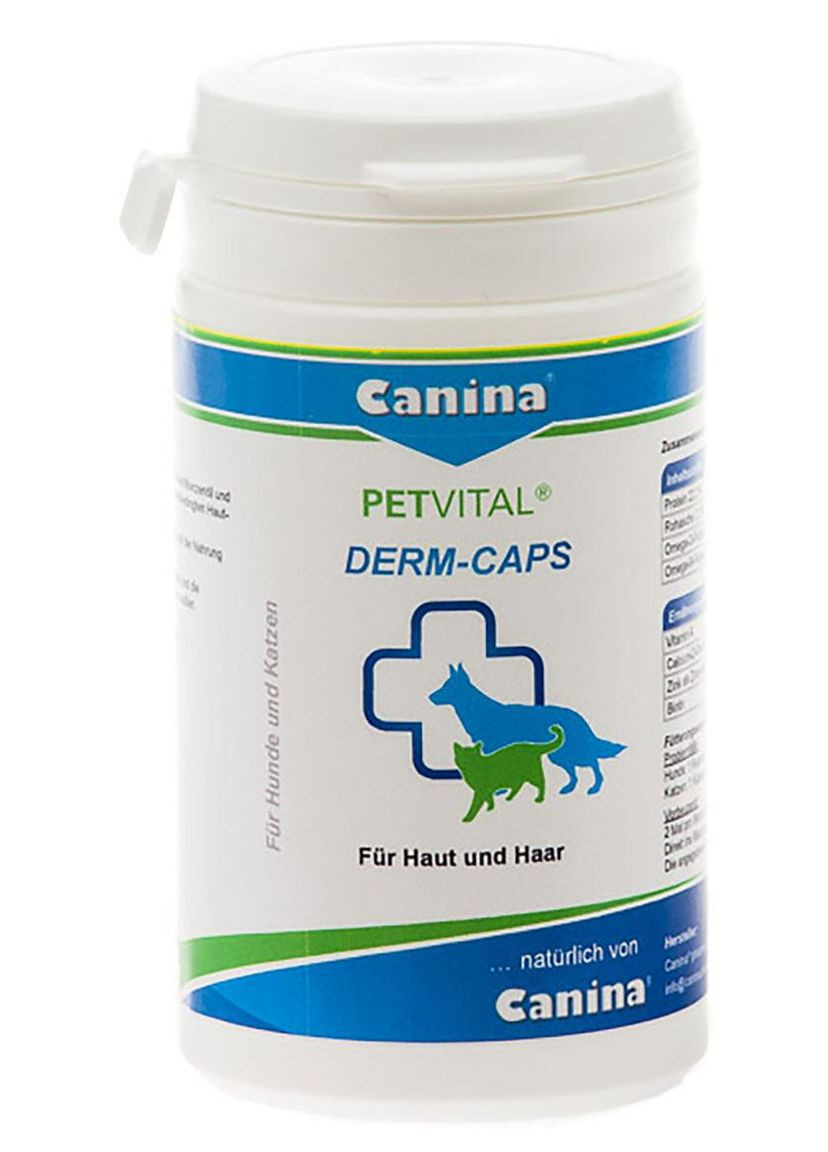 Витамины для кошек и собак PETVITAL DеrmCaps для кожи и шерсти, 100капс/40г Canina (292259576)
