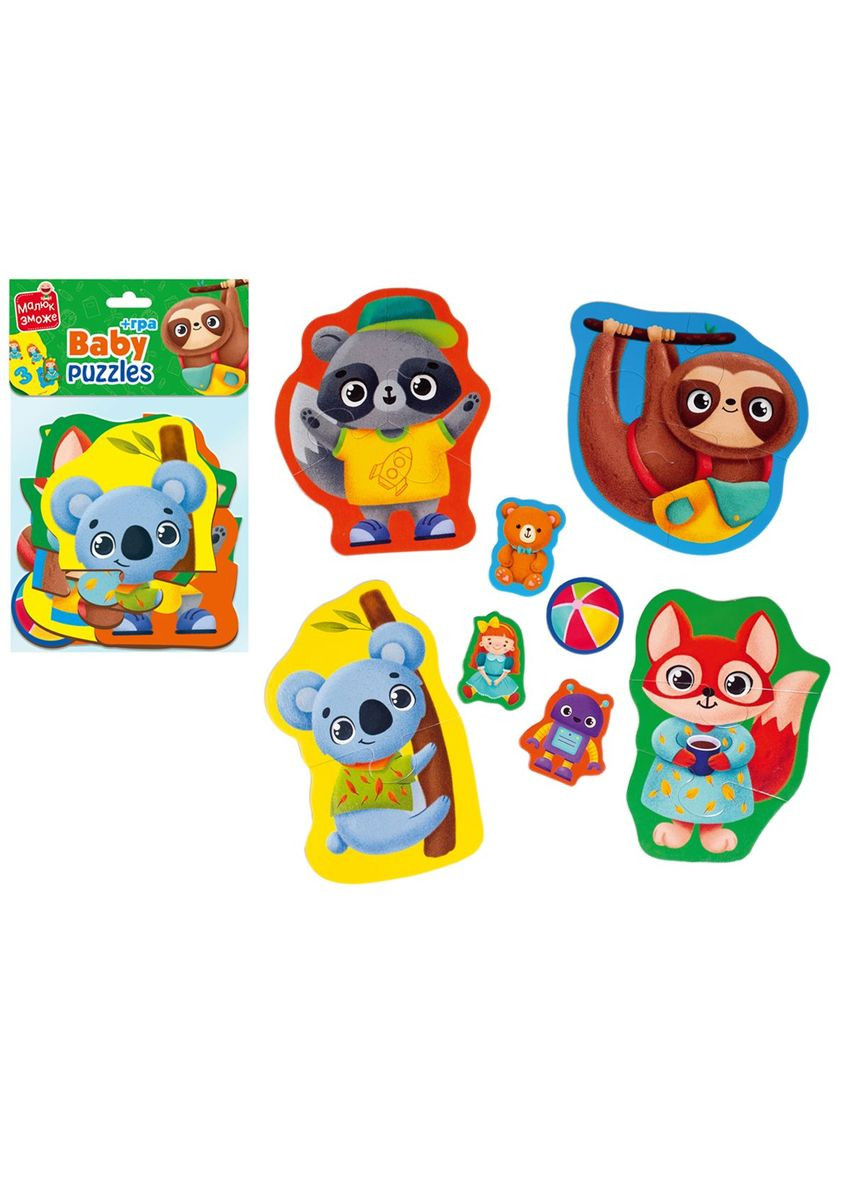 Пазлы макси "Малыш Сможет. Животные, Игрушки" Vladi toys (295657158)