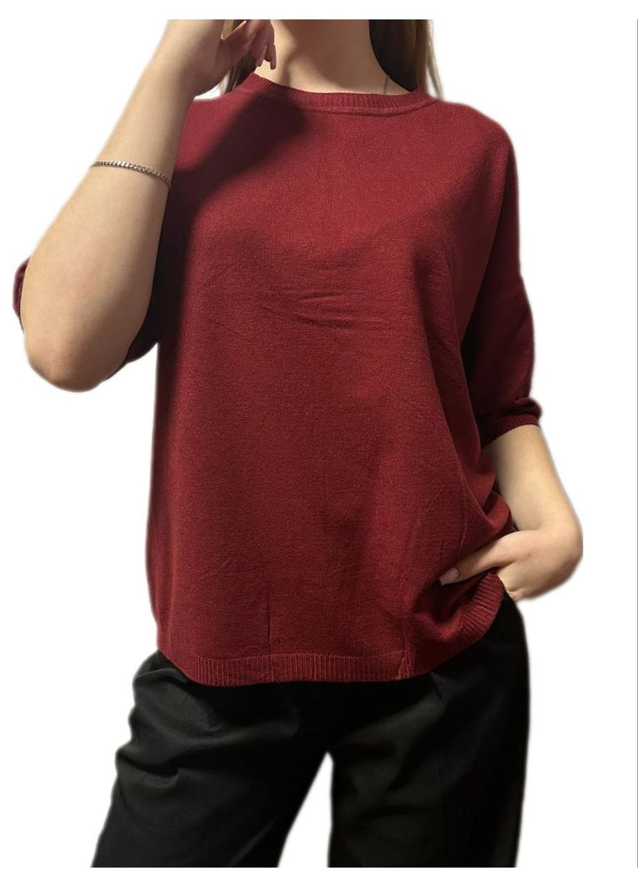 Бордовый демисезонный джемпер с коротким рукавом Glam Panic