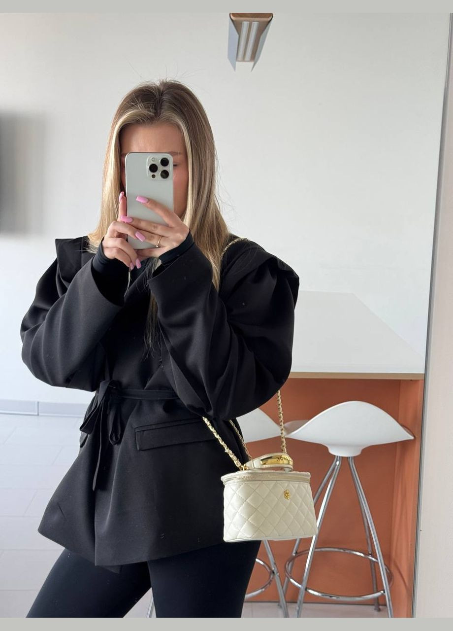 Черный женский блейзер No Brand однотонный - демисезонный