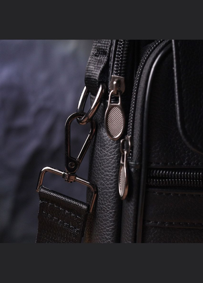 Практическая мужская кожаная сумка 21396 Черная Vintage (298571178)