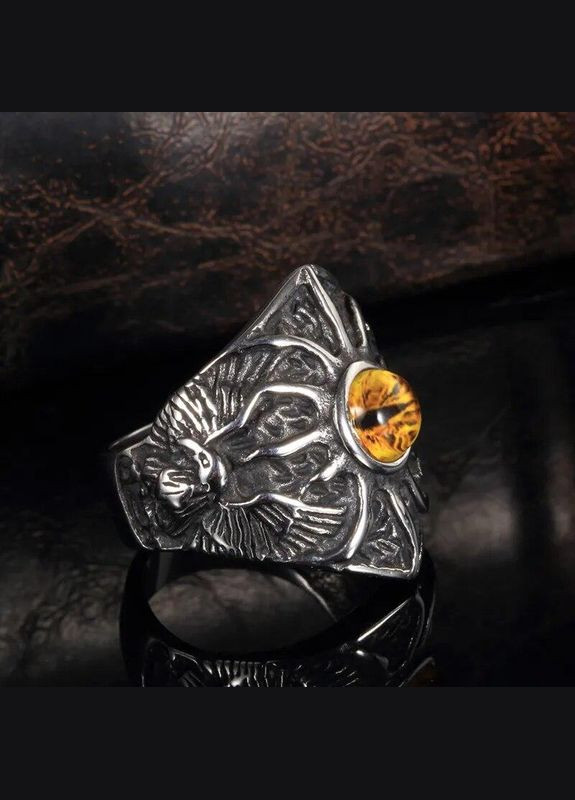 Каблучка чоловіча байкерська широка готична із синім оком розмір регульований AurumLux023 Fashion Jewelry (295012937)