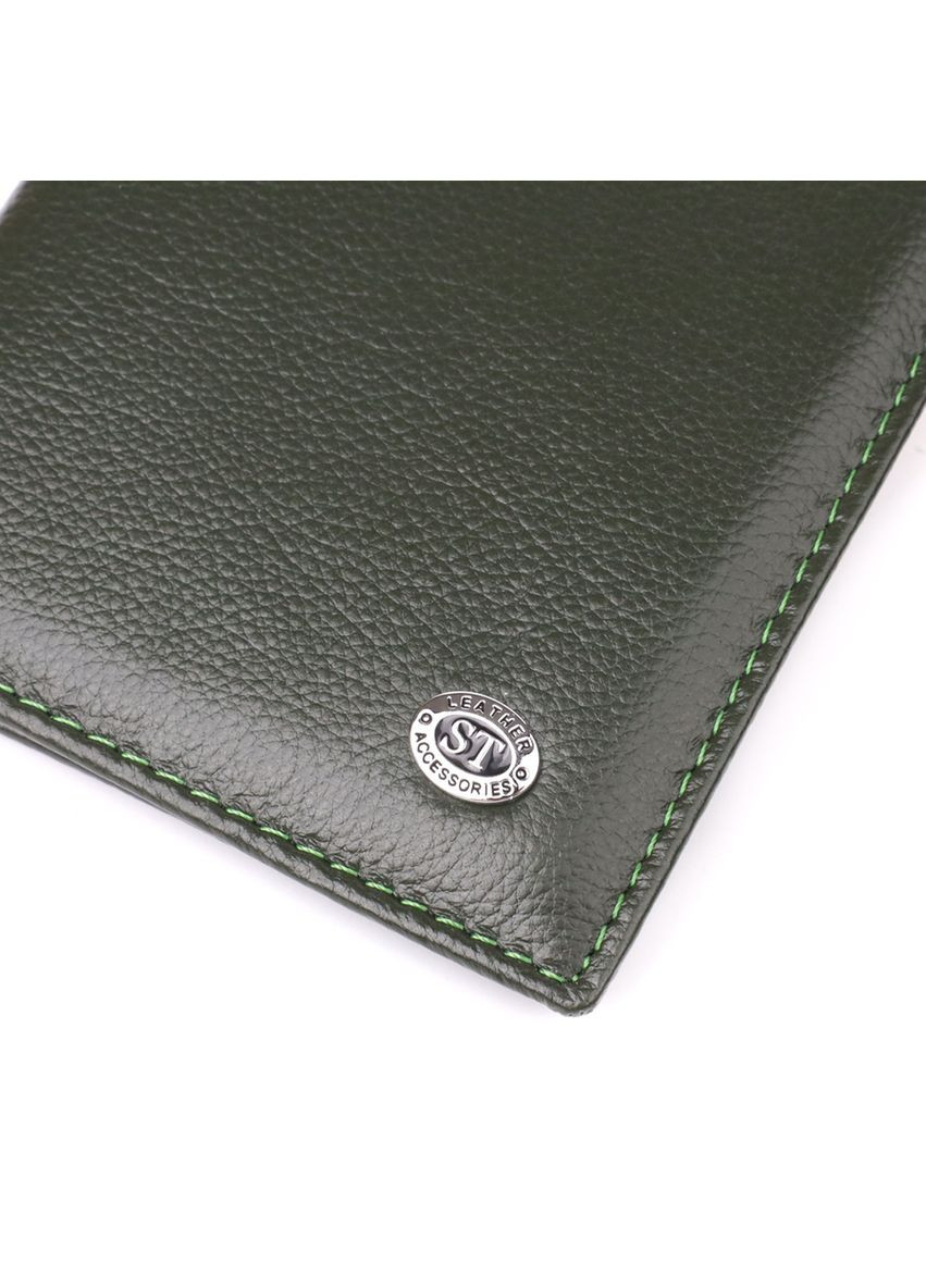 Практичная обложка на паспорт универсального формата из натуральной кожи 23081 Зеленый st leather (329444724)