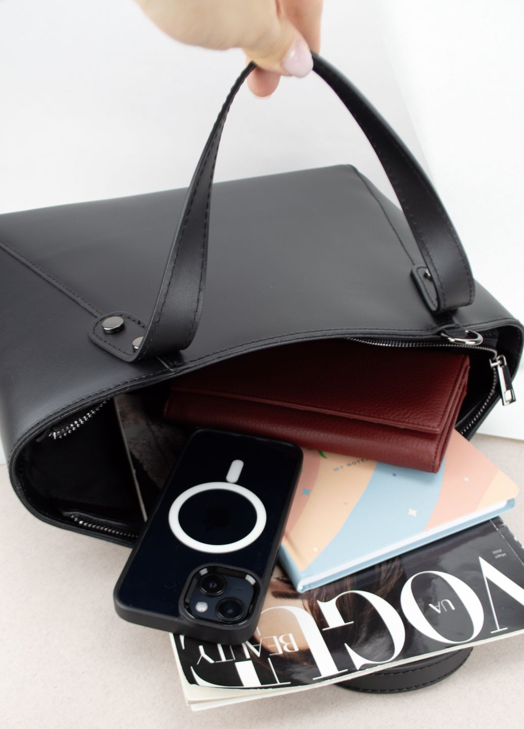 Сумка женская кожаная с 2 ручками 02458 офисная черная Virginia Conti (300073292)