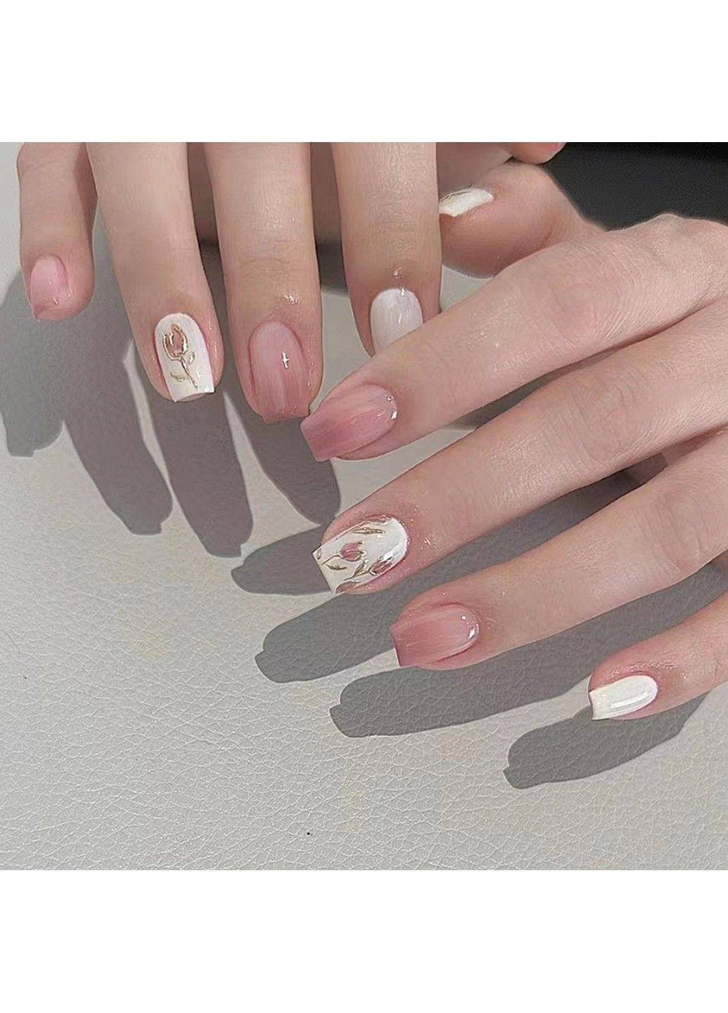 Накладні нігті з клеєм A759 Бежевий 24 шт (A9959) Nails (308864002)