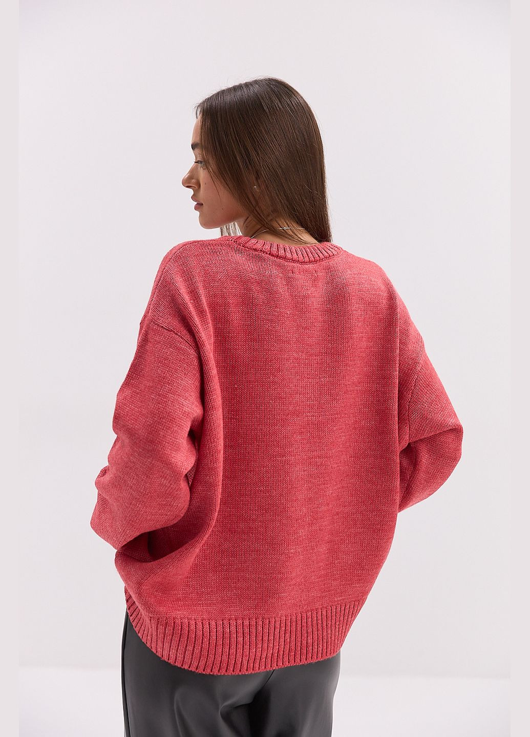 Женский вязаный джемпер оверсайз темно-шоколадного цвета Arjen (317233883)