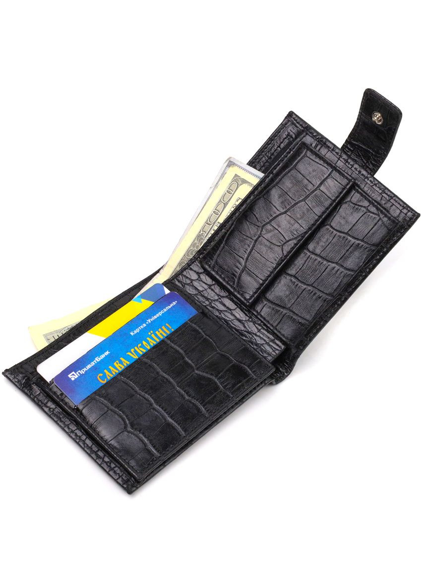 Гаманець чоловічий Шкіряний з тисненням під крокодила 21768 Чорний Canpellini (306881779)