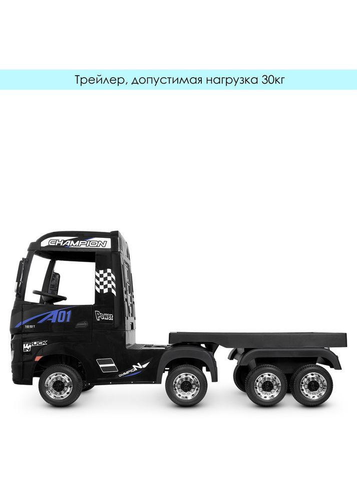Детский электромобиль грузовик Mercedes M 4208EBLR-2 (2), с прицепом. Черный Bambi (282823398)