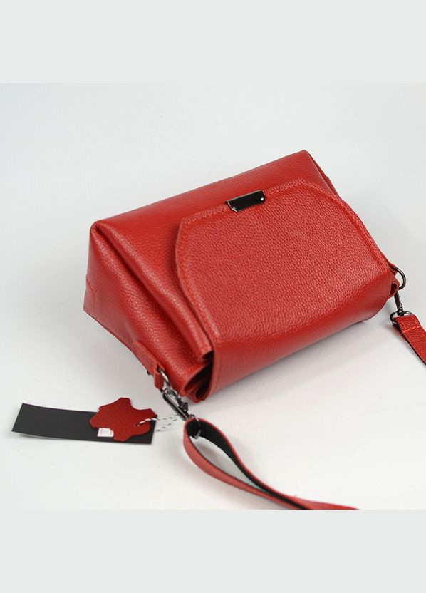 Красная маленькая женская молодежная кожаная сумка кросс-боди через плечо на три отделения Serebro (285895827)