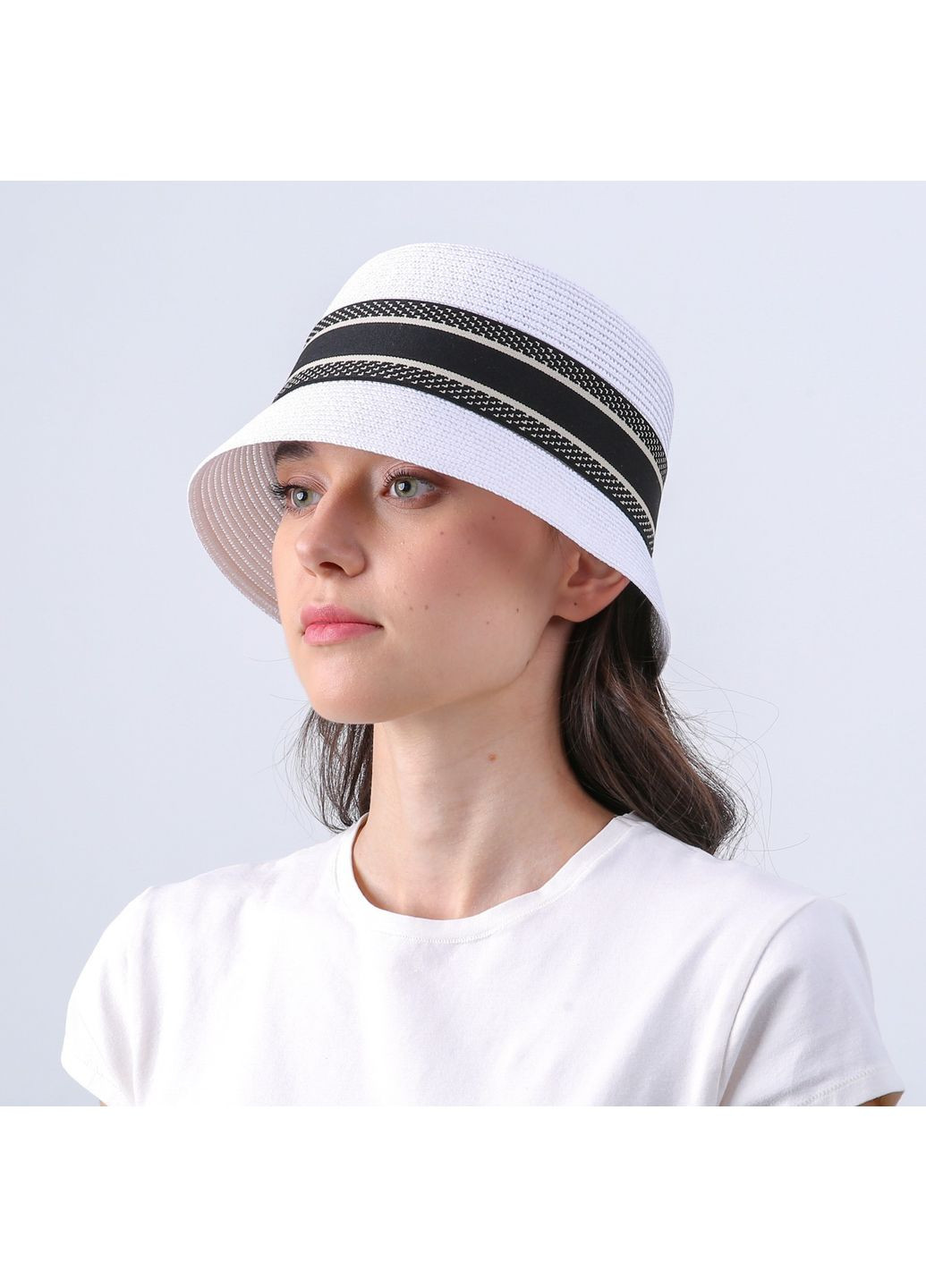 Панама жіноча зі стрічкою папір біла ЛОЛІ LuckyLOOK 803-121 (336025374)
