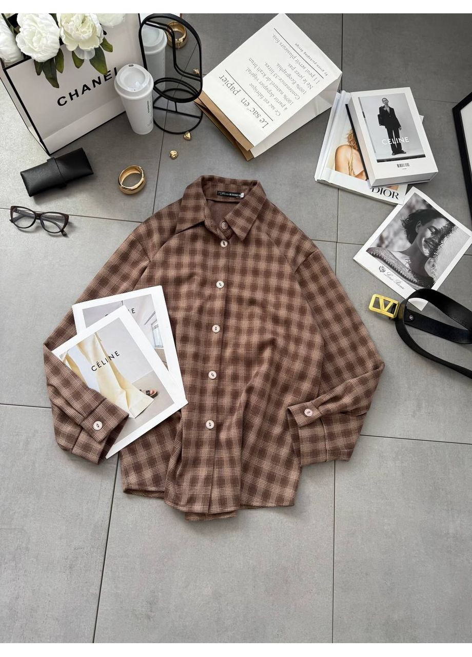 Коричневая повседневный рубашка в клетку Avanti с длинным рукавом