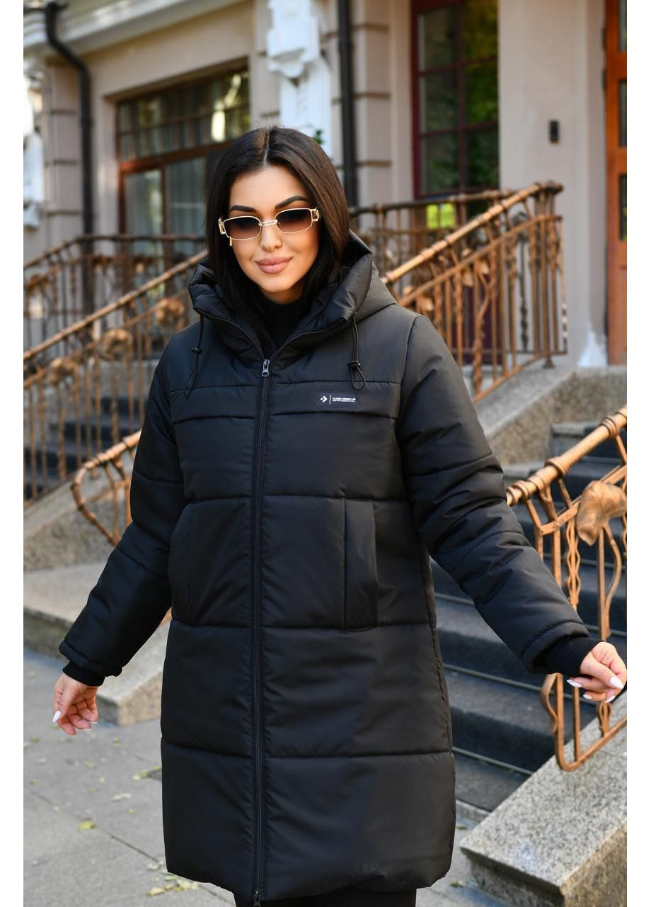 Чорна зимня жіноче зимове пальто куртка-піджак No Brand
