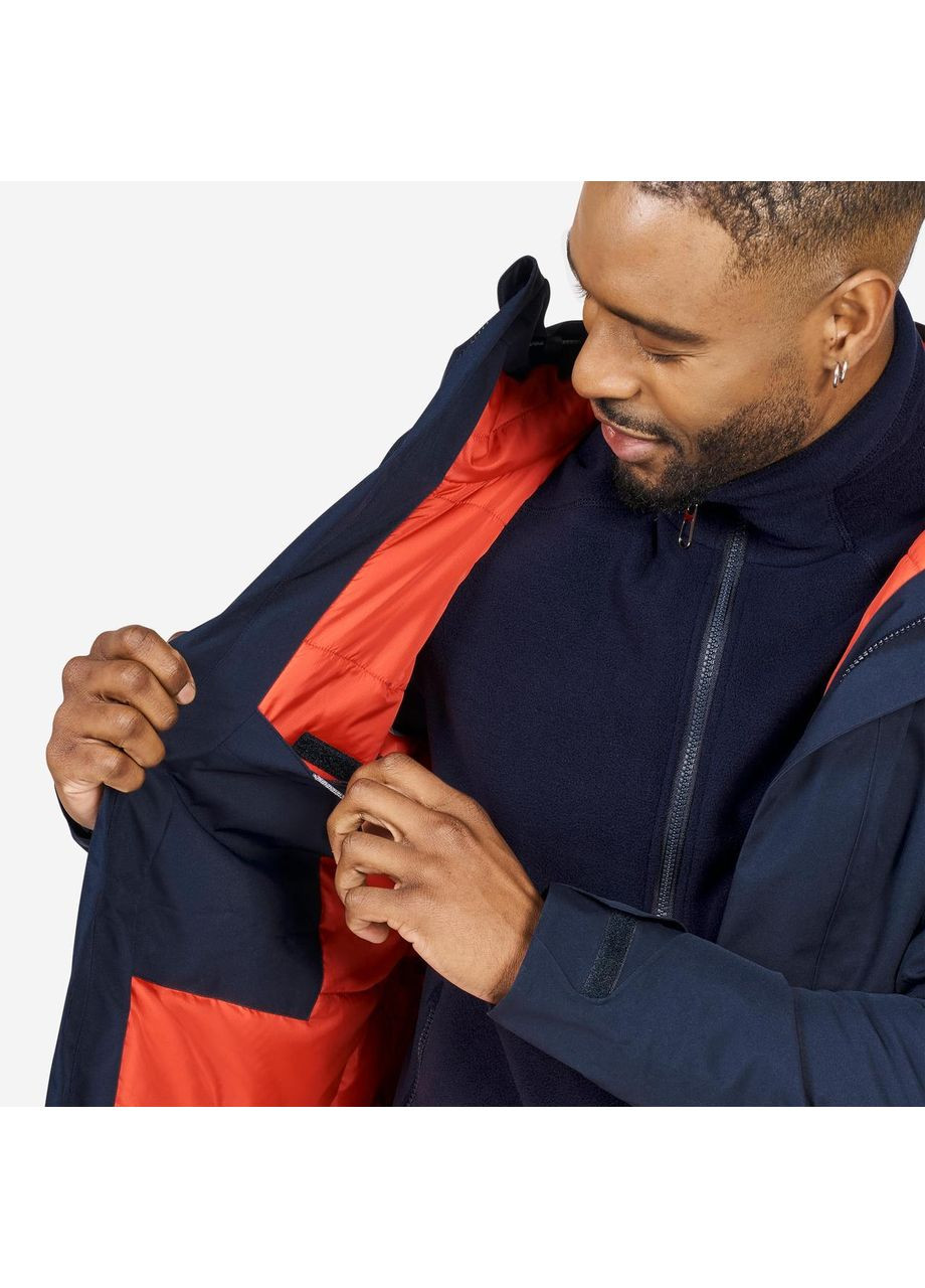 Темно-серая демисезонная куртка мужская 500 для парусного спорта удлиненная водонепроницаемая темно-синяя TRIBORD