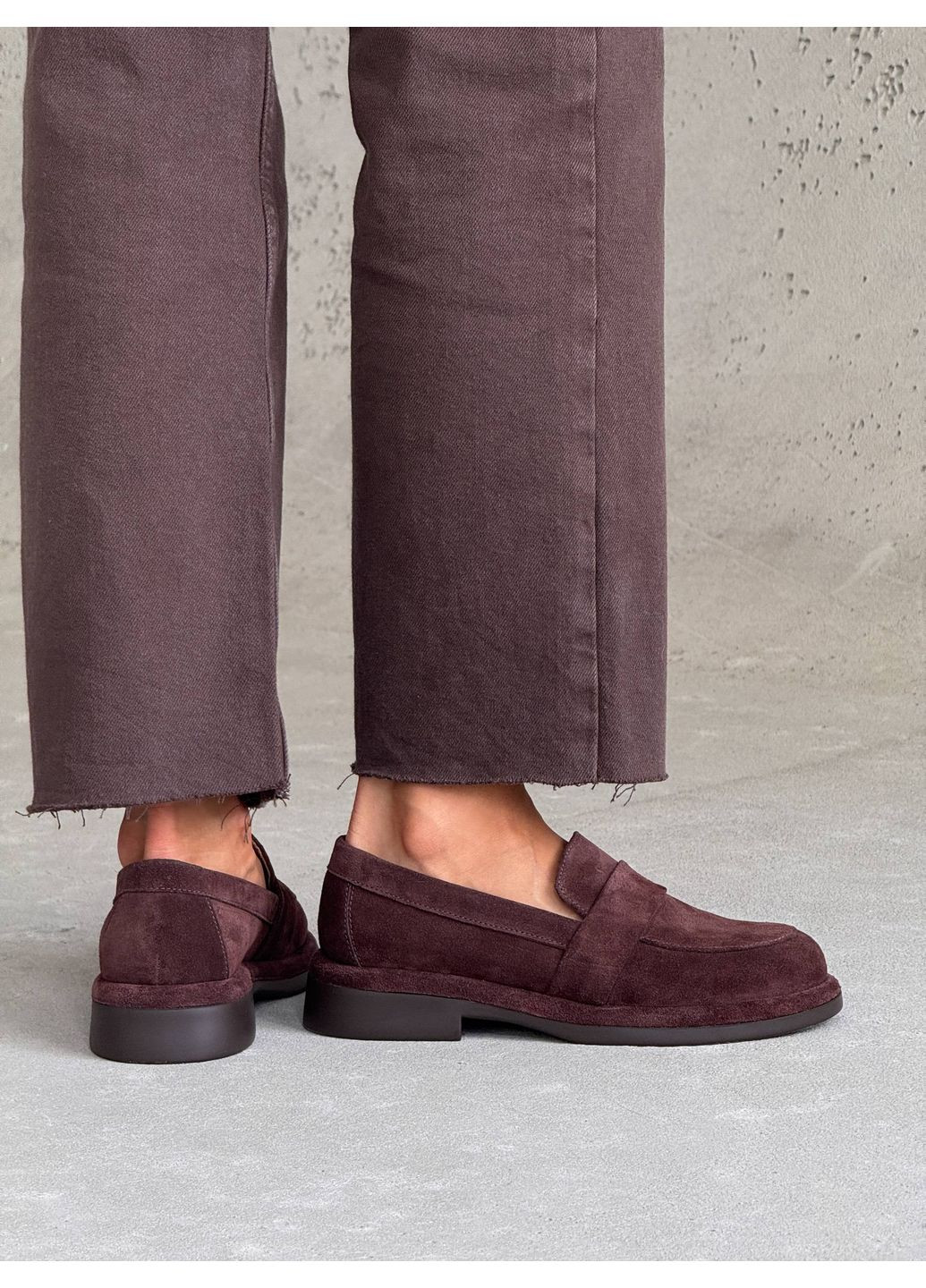 No Brand Стильні жіночі лофери лофери темно-коричневий з натуральна замша, — демісезон (356505378)