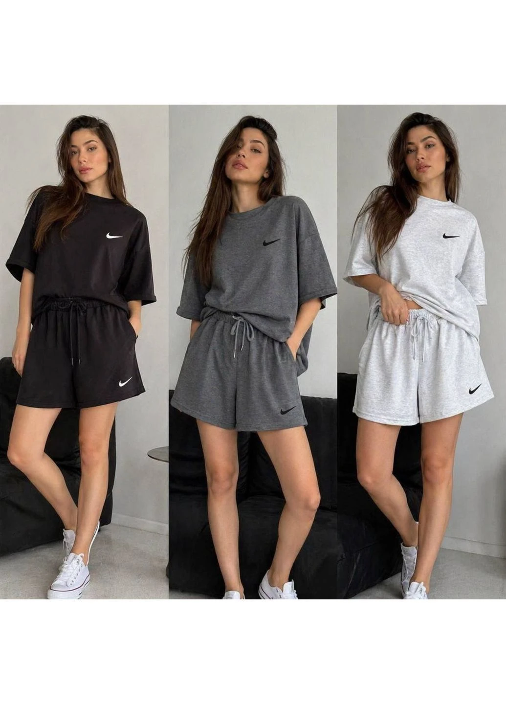 Летний женский костюм футболка + шорты. Ткань двунитка No Brand (394173002)