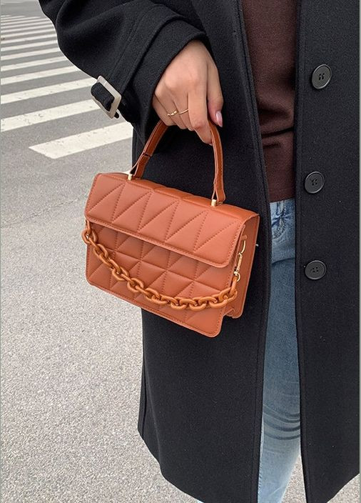 Женская классическая сумка на ремешке коричневая рыжая No Brand (296008094)