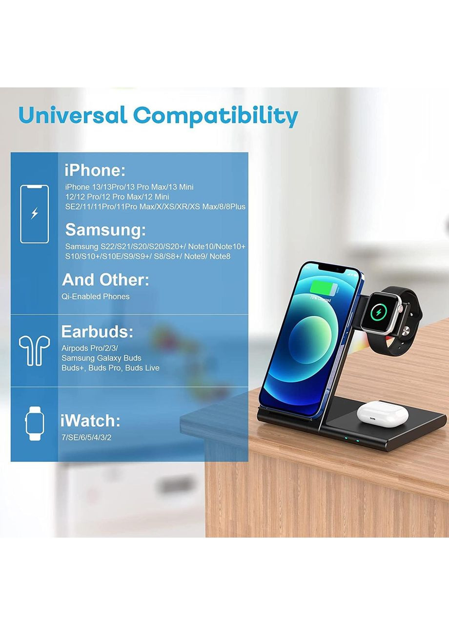 Бездротовий зарядний пристрій 3 в 1 WATOE No Brand (354828932)