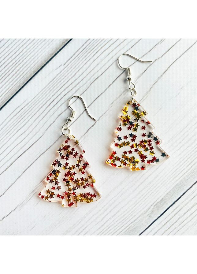 Серьги Ёлочка с блёстками звёздочками CASE CONTROL (360688414)