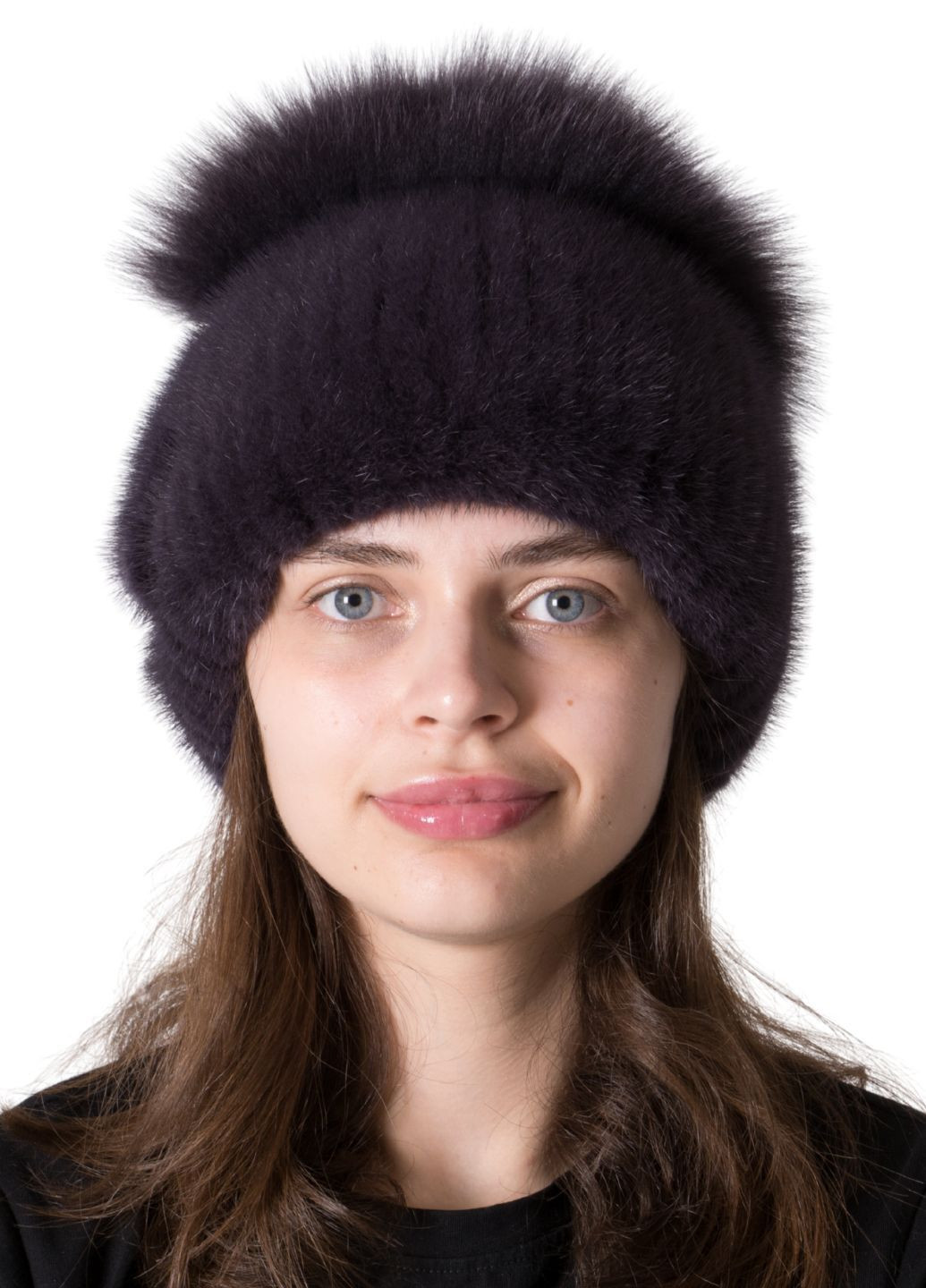 Жіноча хутряна норкова шапка на в'язаній основі Меховой Стиль Спираль (349812754)