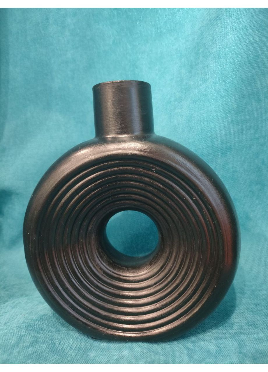 Чорна ваза в формі кола. Декор ручної роботи з гіпсу Handmade (361055970)