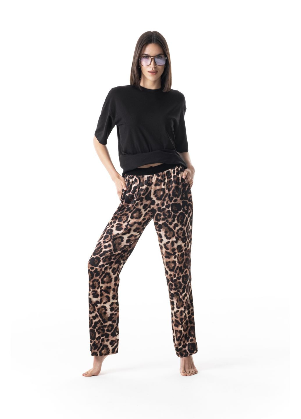 Брюки прямого кроя с леопардовым принтом German Volf (295563362)