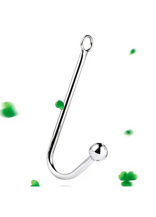 Сталевий анальний гак з кулею - Сріблястий - Анальні іграшки No Brand (370612164)