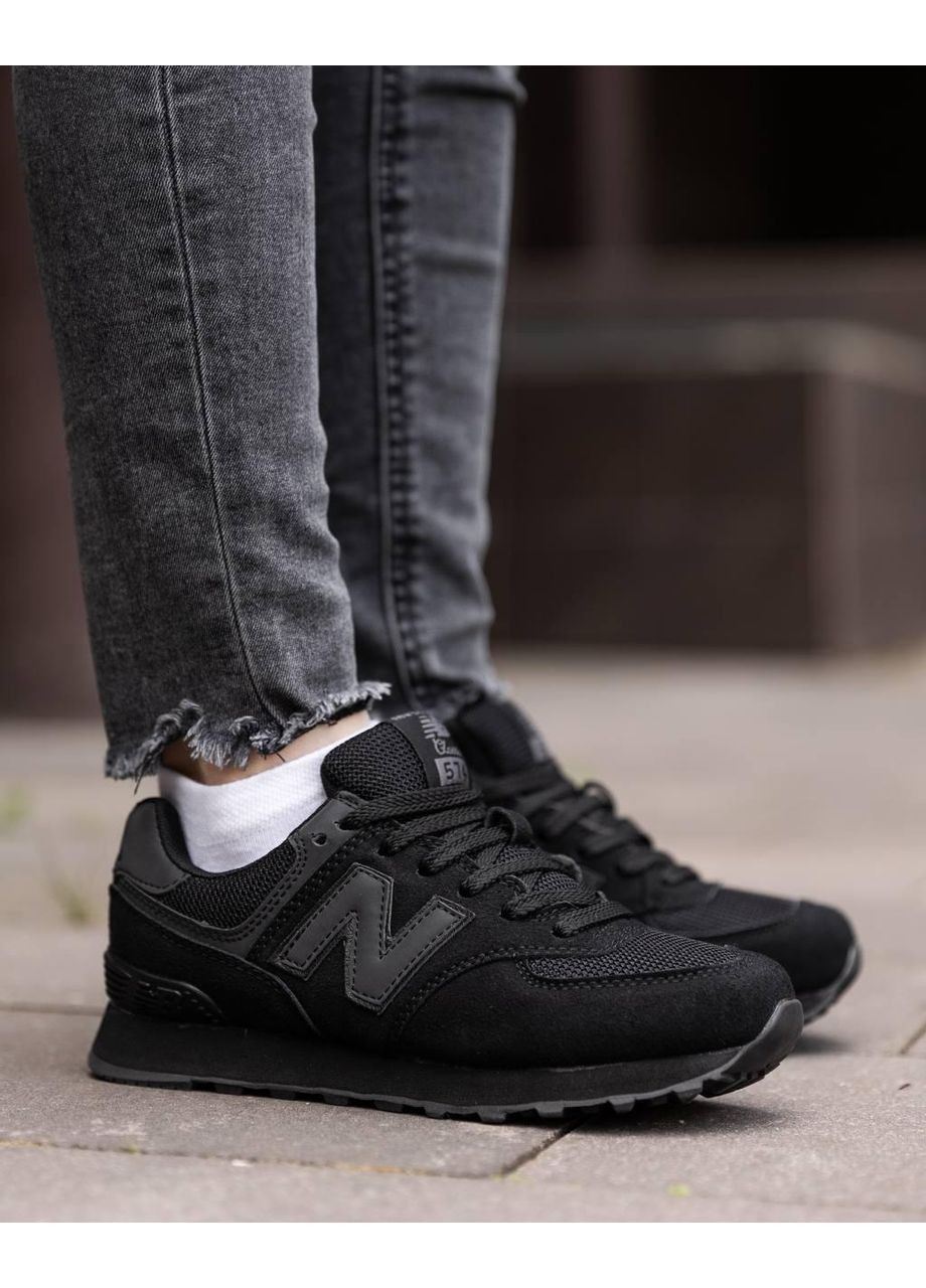 Черные демисезонные кроссовки мужские new balance 574 total black нью беланс 574 No Brand