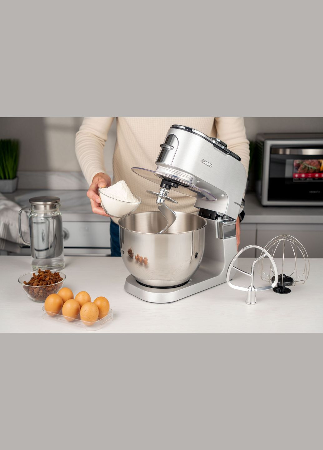 Кухонна машина 1500Вт, чаша-метал, корпус-метал, насадок-10, сріблясто-сірий Ardesto (342113970)