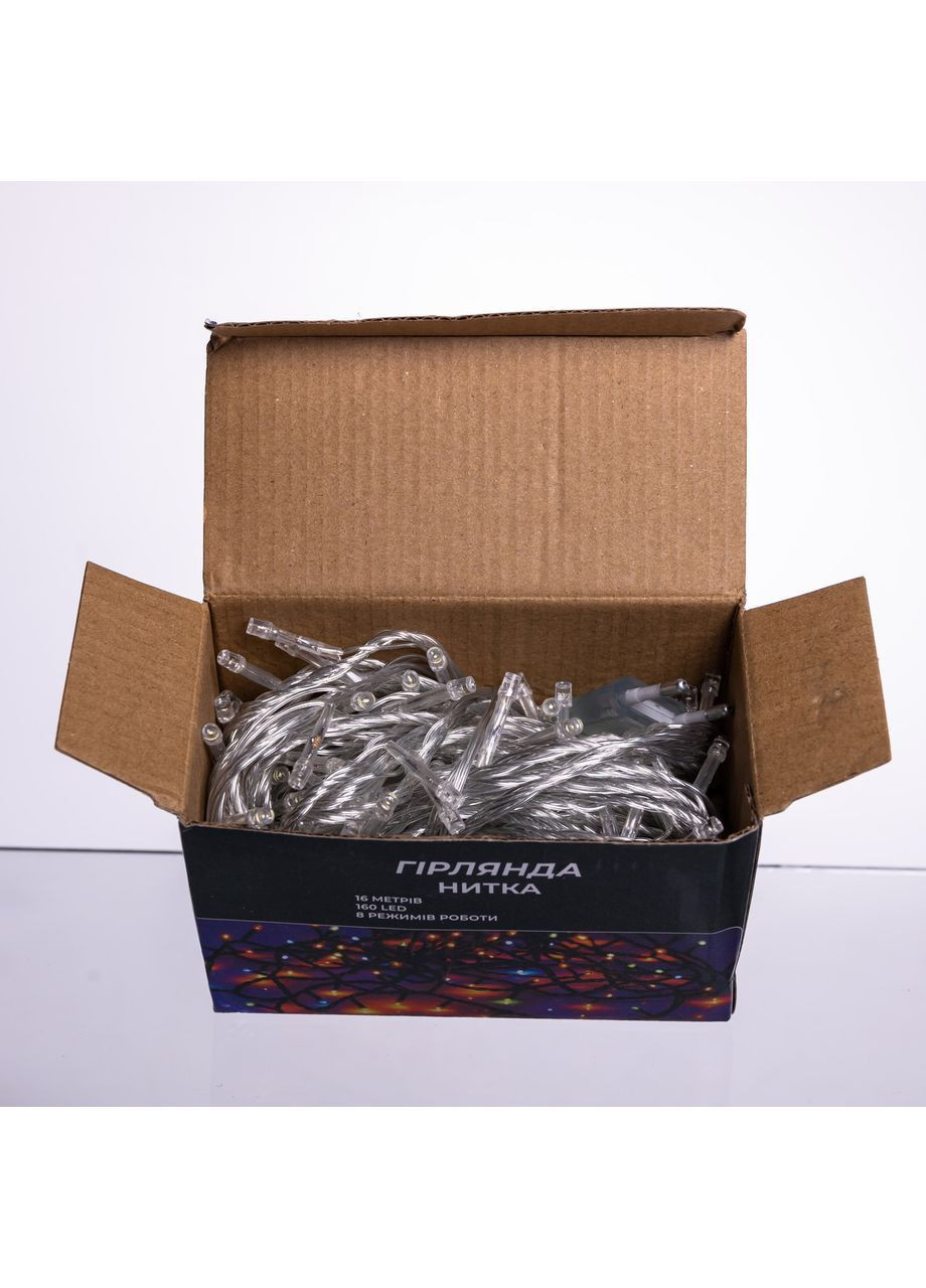 Гірлянда Нитка 160 LED 16 м прозора, білий No Brand (366221555)