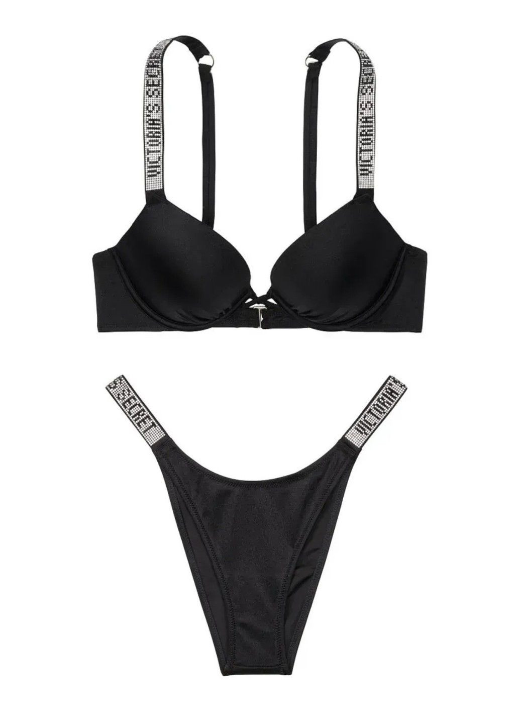 Черный купальник bombshell 2 cup push-up & brazilian bottom раздельный Victoria's Secret