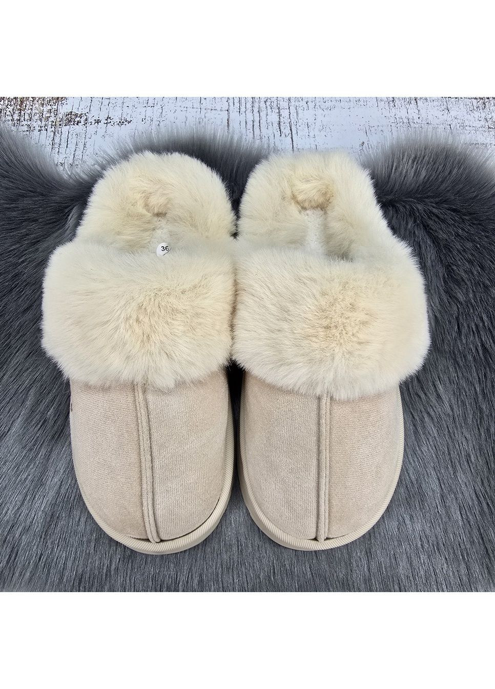Бежевые тапочки домашние Fashion